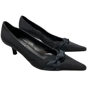 VAN ELI VANELI DI NOTTE Dark Navy Blue Knot Low Heels Pumps Leather Sole sz 5 M